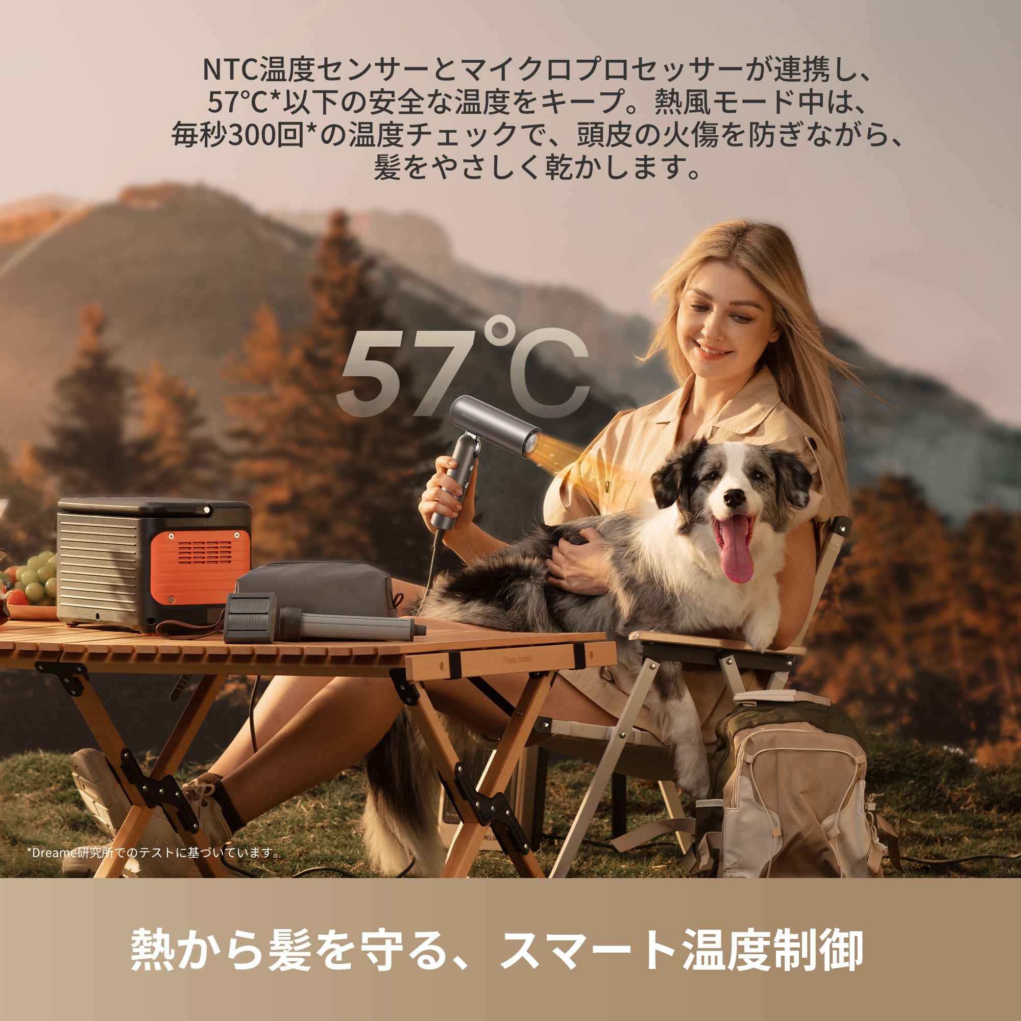 Dreame (ドリーミー) Pocket 速乾ヘアドライヤー 3つの折りたたみフォーム プロフェッショナルなスタイリング 軽量300g 11万回転/分のモーター 3億個/cm³のプラチナマイナスイオン 57℃恒温 約40秒の速乾 静音ヘアドライヤー
