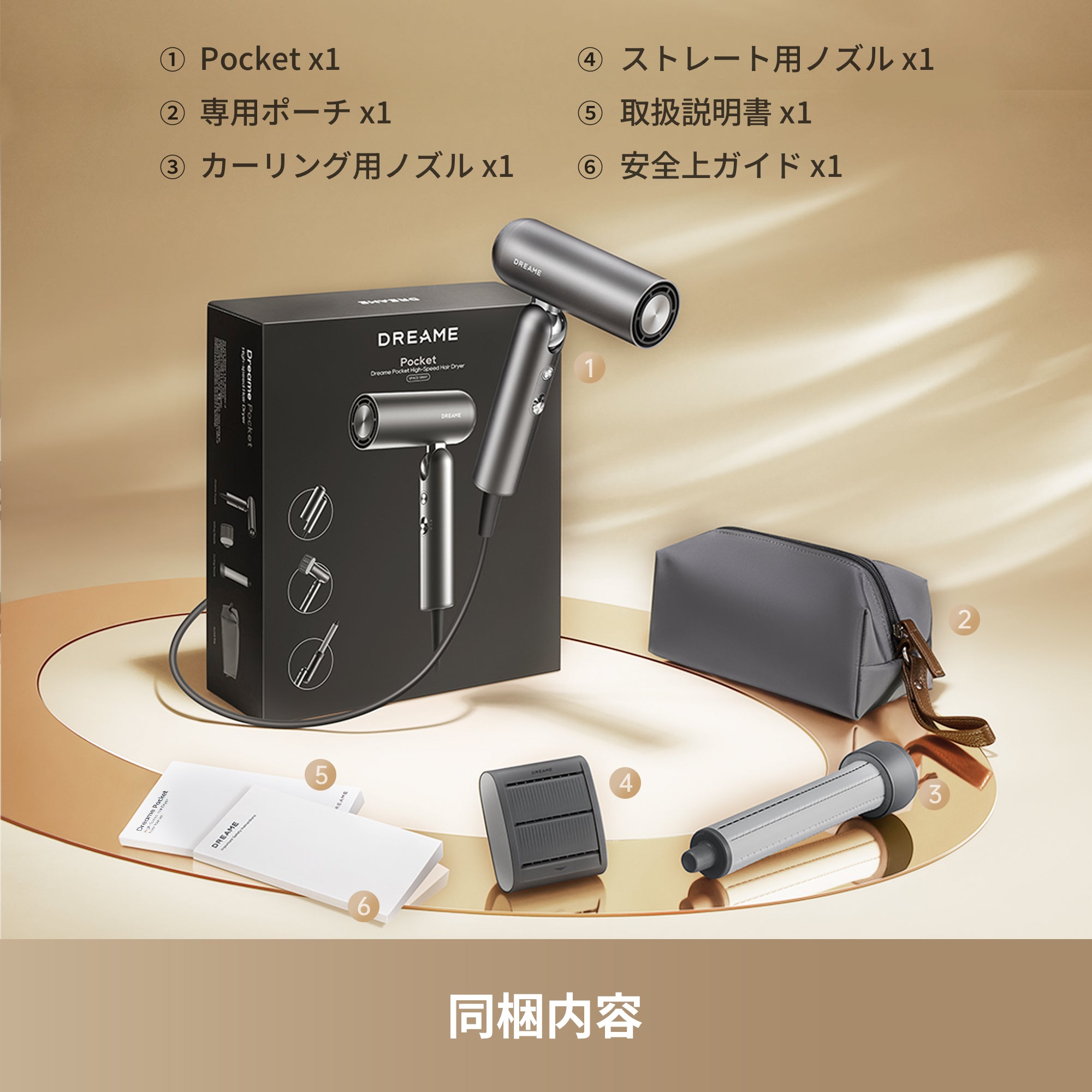 Dreame (ドリーミー) Pocket 速乾ヘアドライヤー 3つの折りたたみフォーム プロフェッショナルなスタイリング 軽量300g 11万回転/分のモーター 3億個/cm³のプラチナマイナスイオン 57℃恒温 約40秒の速乾 静音ヘアドライヤー